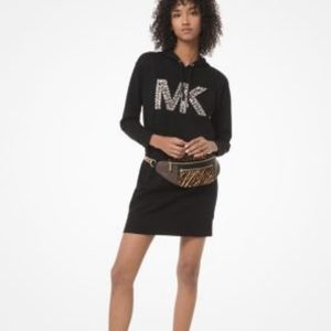 Michael Kors Leopard Logo Cotton Sweater Dress NWT